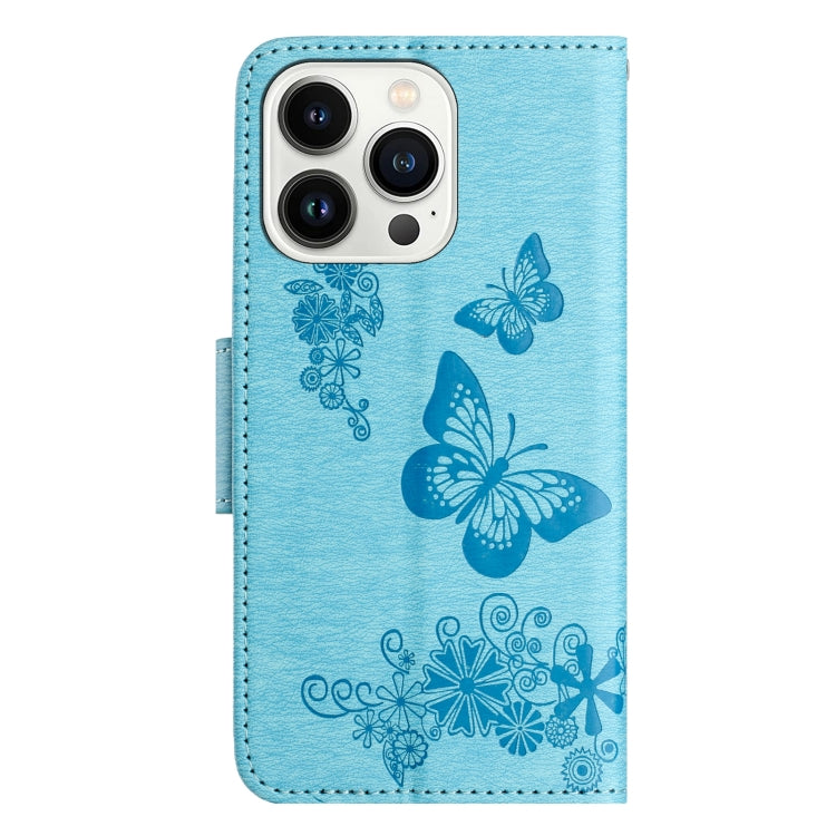 For iPhone 15 Pro Butterfly Embossed Flip Leather Phone Case(Blue) - HoMEdemic™ 