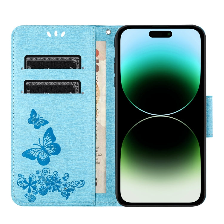 For iPhone 15 Pro Butterfly Embossed Flip Leather Phone Case(Blue) - HoMEdemic™ 