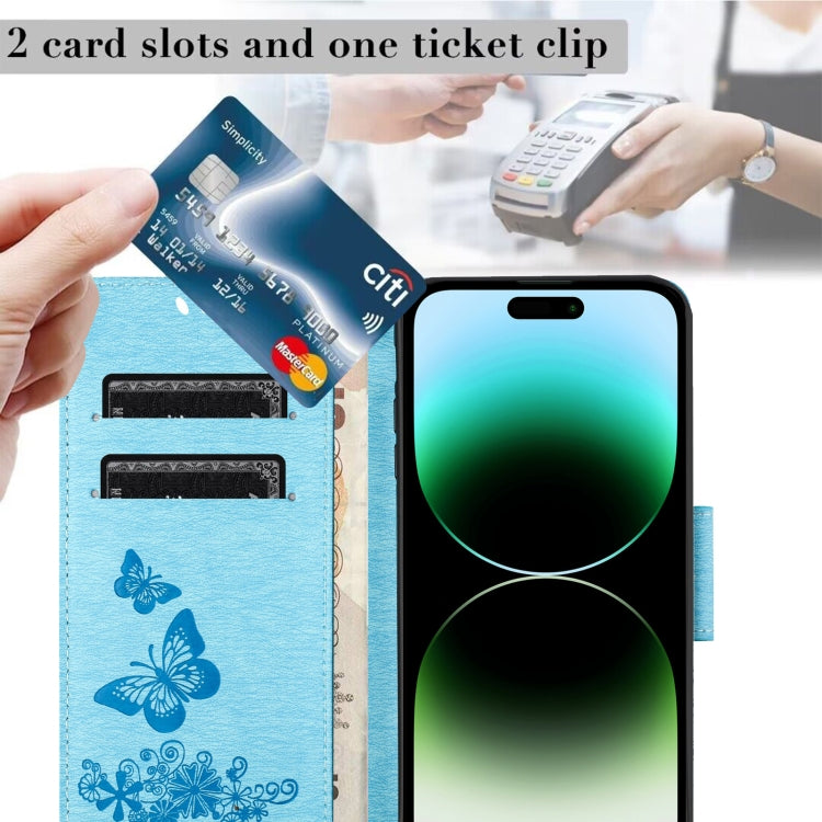 For iPhone 15 Pro Butterfly Embossed Flip Leather Phone Case(Blue) - HoMEdemic™ 