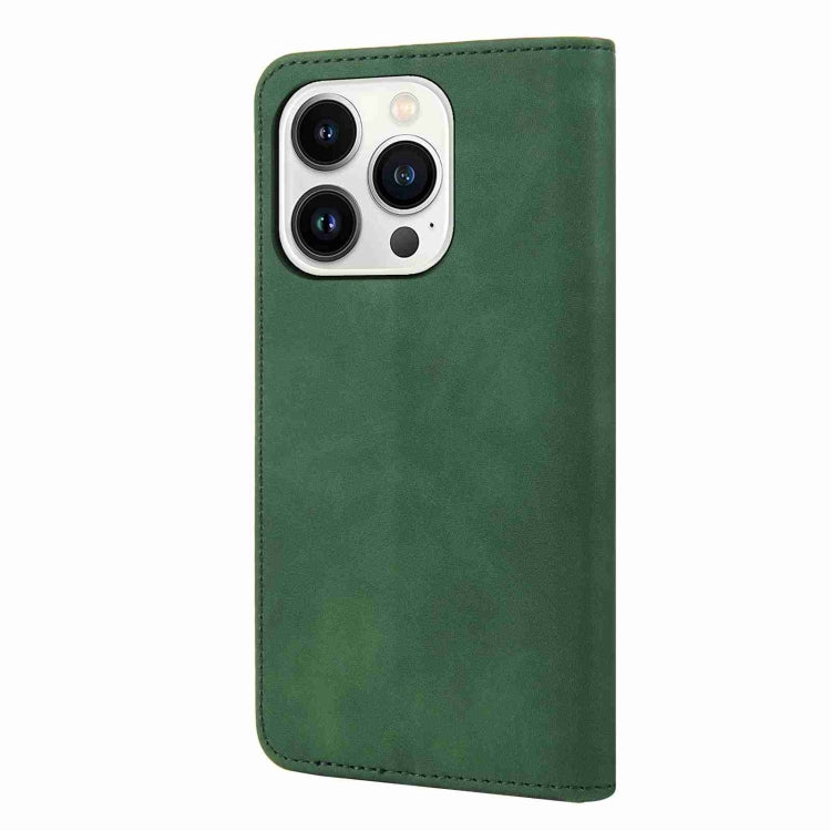 For iPhone 15 Pro Max Skin Feel Splicing Leather Phone Case(Green) - HoMEdemic™ 