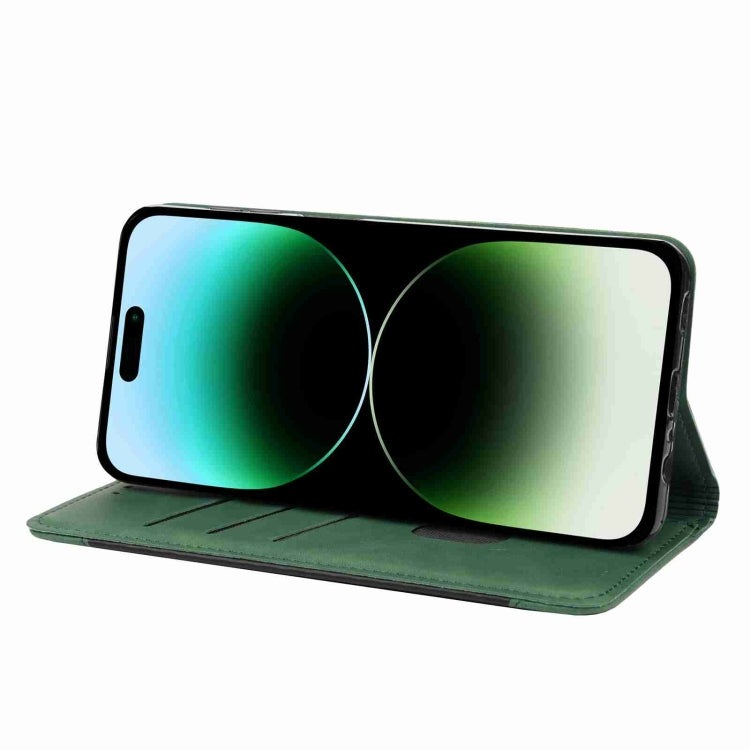 For iPhone 15 Pro Max Skin Feel Splicing Leather Phone Case(Green) - HoMEdemic™ 