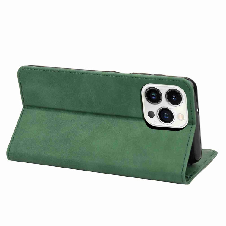 For iPhone 15 Pro Max Skin Feel Splicing Leather Phone Case(Green) - HoMEdemic™ 
