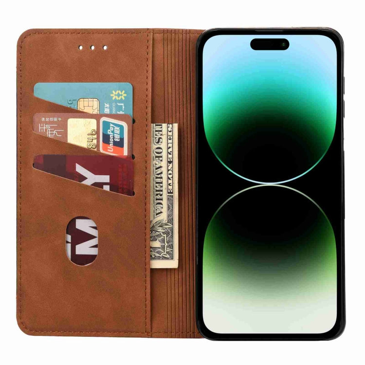 For iPhone 15 Pro Max Skin Feel Splicing Leather Phone Case(Brown) - HoMEdemic™ 