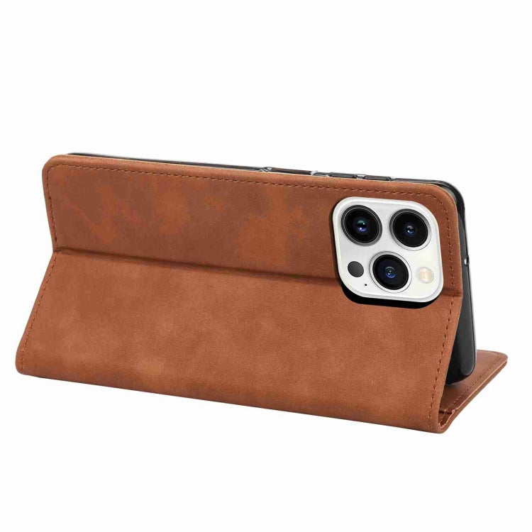 For iPhone 15 Pro Max Skin Feel Splicing Leather Phone Case(Brown) - HoMEdemic™ 