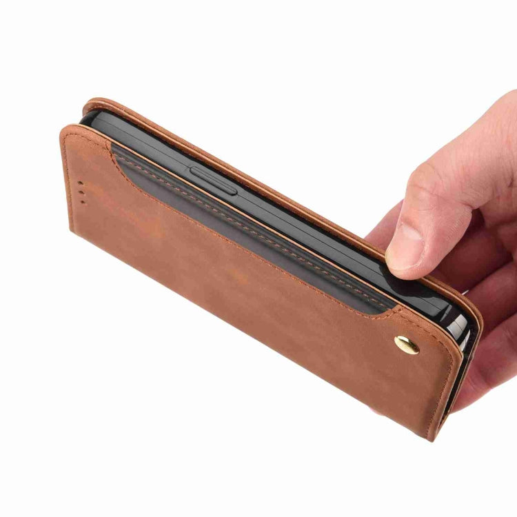 For iPhone 15 Pro Max Skin Feel Splicing Leather Phone Case(Brown) - HoMEdemic™ 
