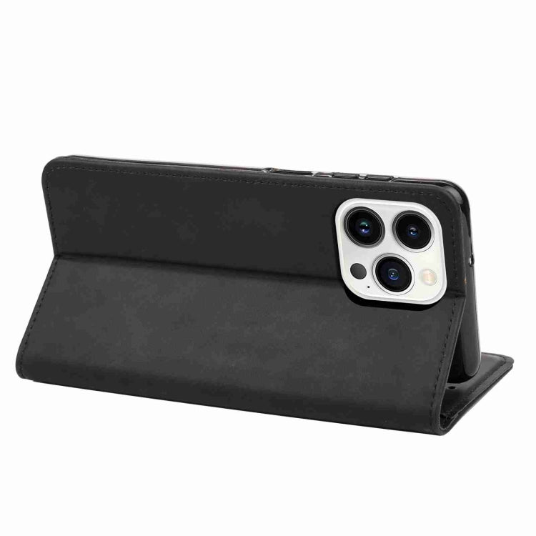 For iPhone 15 Pro Max Skin Feel Splicing Leather Phone Case(Black) - HoMEdemic™ 