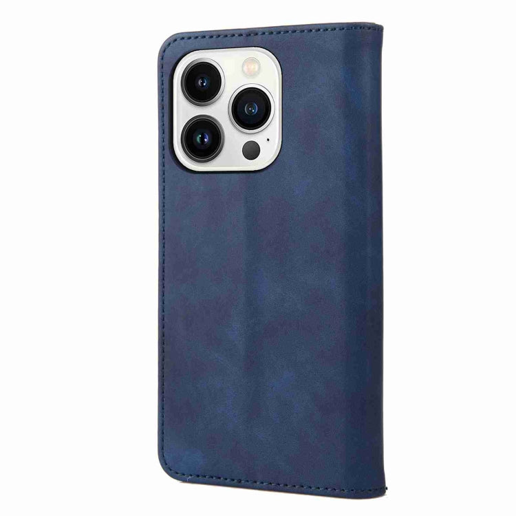 For iPhone 15 Pro Skin Feel Splicing Leather Phone Case(Blue) - HoMEdemic™ 