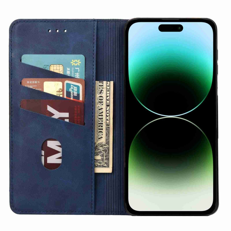 For iPhone 15 Pro Skin Feel Splicing Leather Phone Case(Blue) - HoMEdemic™ 