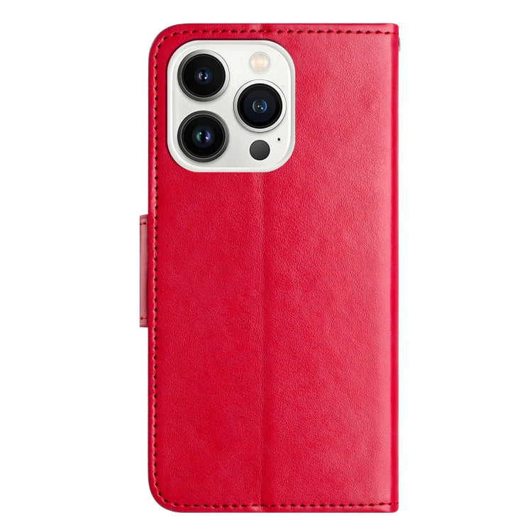 For iPhone 15 Pro Max Butterfly Flower Pattern Flip Leather Phone Case(Red) - HoMEdemic™ 