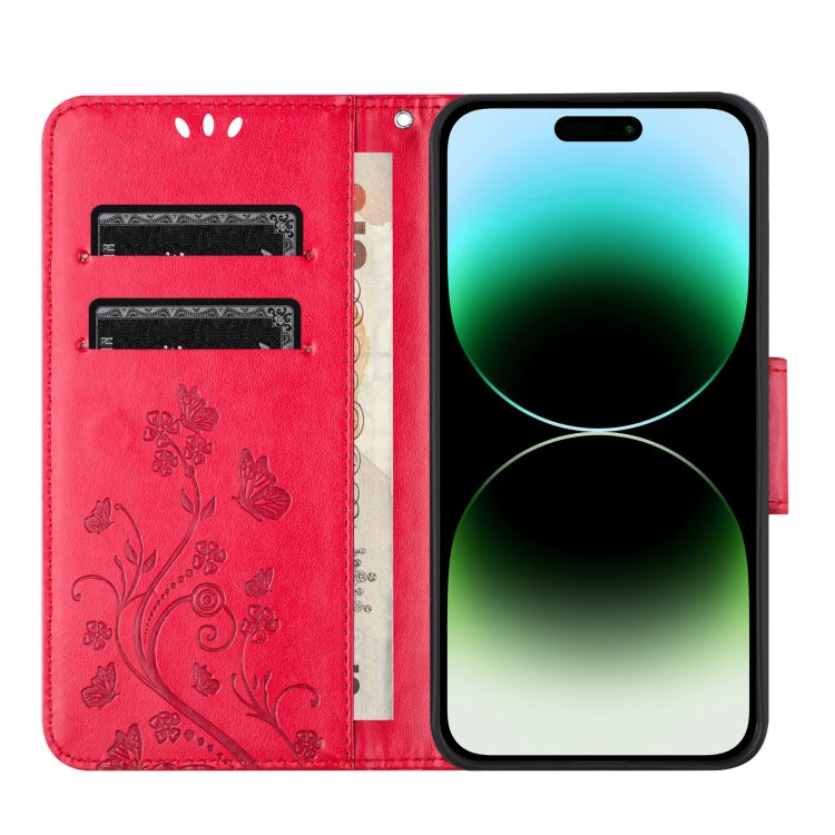 For iPhone 15 Pro Max Butterfly Flower Pattern Flip Leather Phone Case(Red) - HoMEdemic™ 