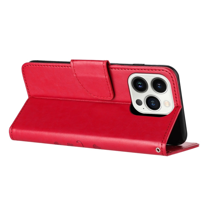 For iPhone 15 Pro Max Butterfly Flower Pattern Flip Leather Phone Case(Red) - HoMEdemic™ 