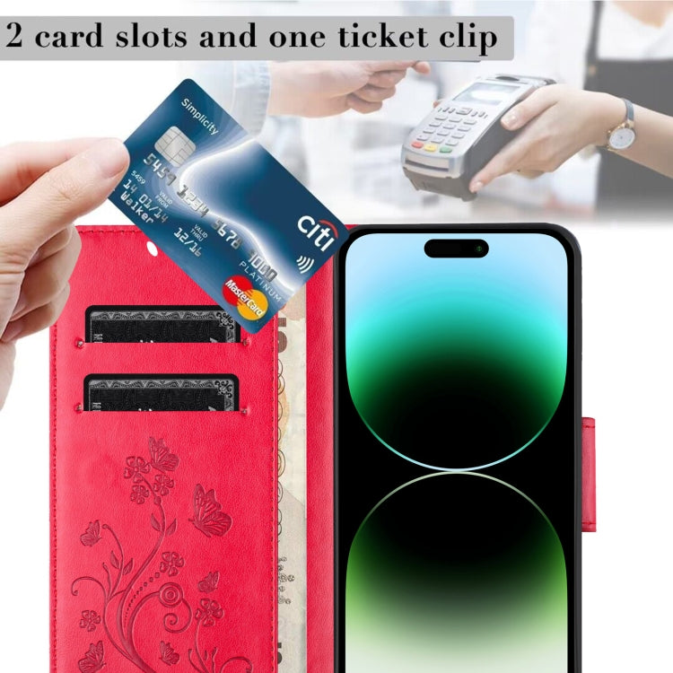 For iPhone 15 Pro Max Butterfly Flower Pattern Flip Leather Phone Case(Red) - HoMEdemic™ 
