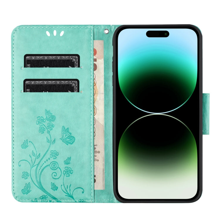 For iPhone 15 Pro Max Butterfly Flower Pattern Flip Leather Phone Case(Green) - HoMEdemic™ 