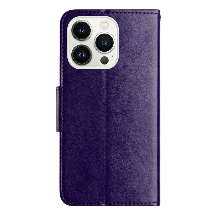 For iPhone 15 Pro Max Butterfly Flower Pattern Flip Leather Phone Case(Dark Purple) - HoMEdemic™ 