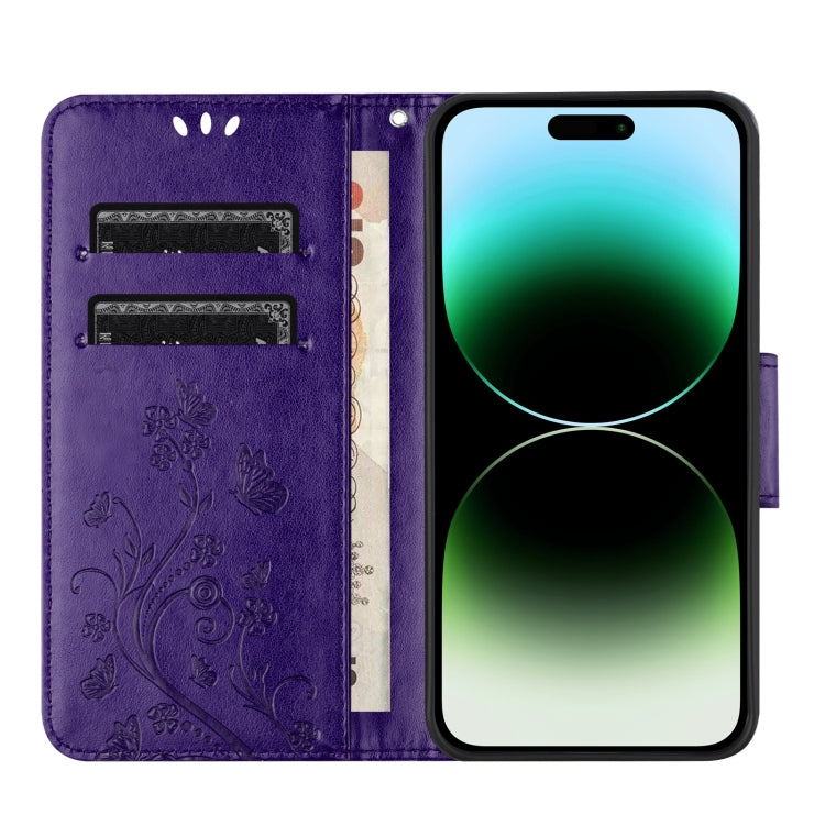 For iPhone 15 Pro Max Butterfly Flower Pattern Flip Leather Phone Case(Dark Purple) - HoMEdemic™ 