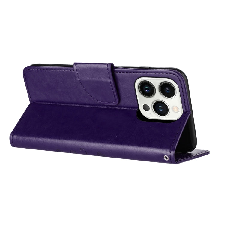For iPhone 15 Pro Max Butterfly Flower Pattern Flip Leather Phone Case(Dark Purple) - HoMEdemic™ 