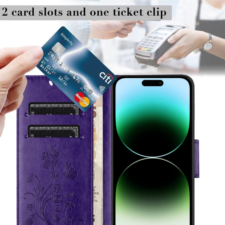 For iPhone 15 Pro Max Butterfly Flower Pattern Flip Leather Phone Case(Dark Purple) - HoMEdemic™ 