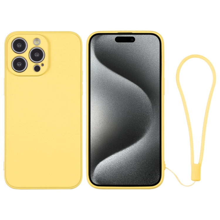 For iPhone 15 Pro Max Silicone Phone Case with Wrist Strap(Yellow) - HoMEdemic™ 