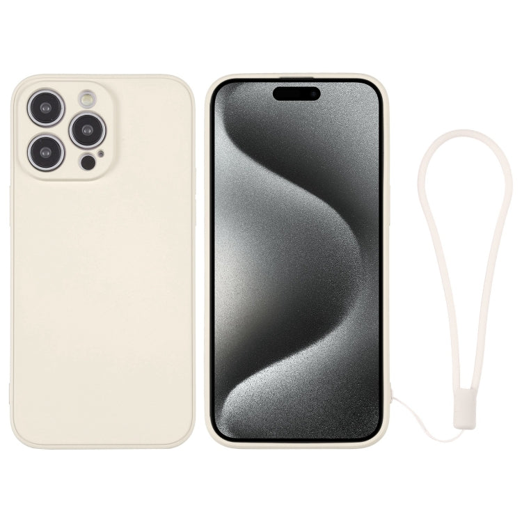 For iPhone 15 Pro Max Silicone Phone Case with Wrist Strap(White) - HoMEdemic™ 