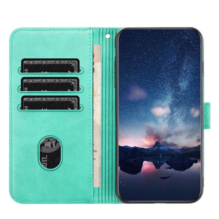 For iPhone 15 Pro Tree Birds Embossed Pattern Leather Phone Case(Green) - HoMEdemic™ 