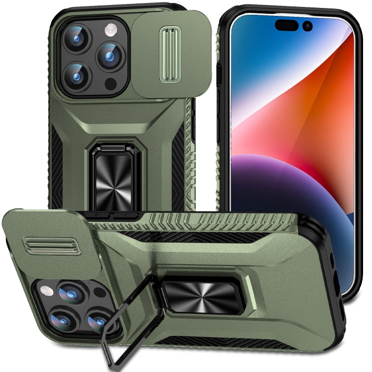 For iPhone 15 Pro Max Sliding Camshield Holder Phone Case(Alpine Green) - HoMEdemic™ 