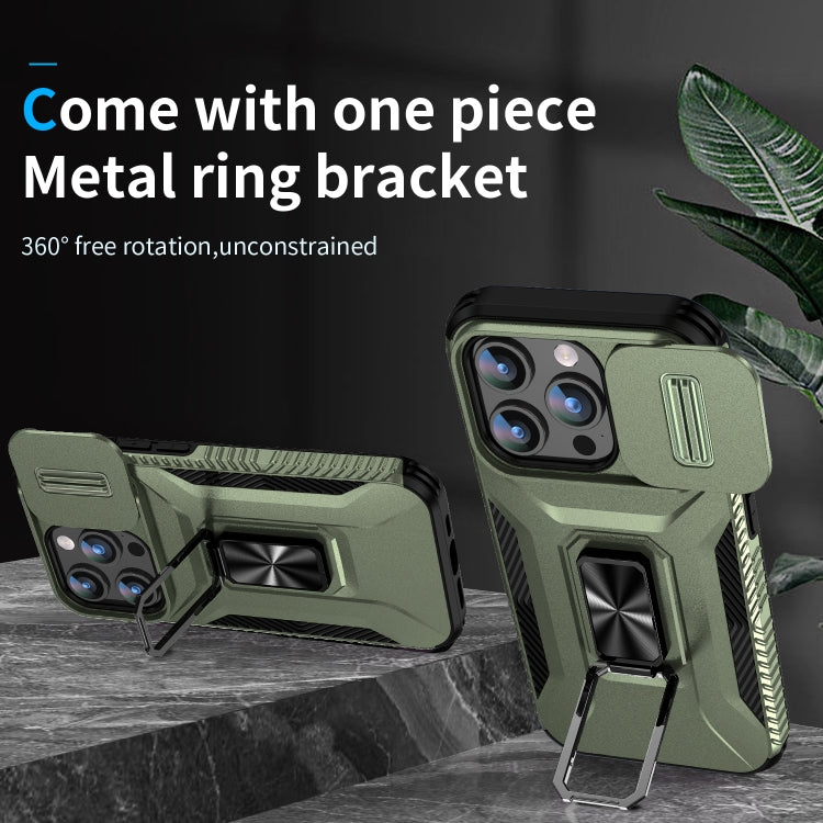 For iPhone 15 Pro Max Sliding Camshield Holder Phone Case(Alpine Green) - HoMEdemic™ 