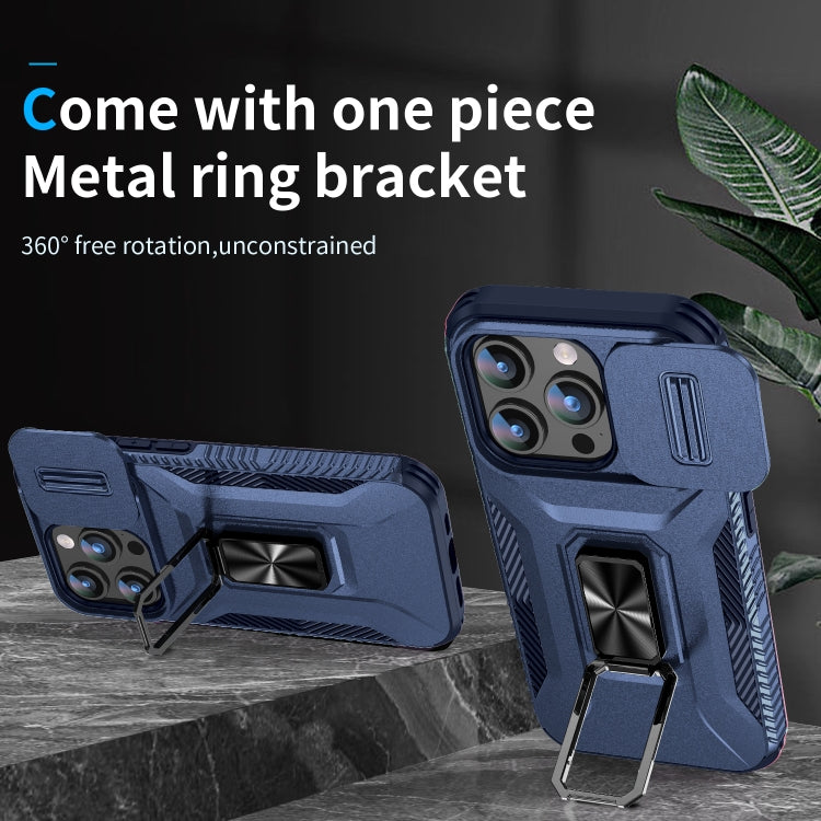 For iPhone 15 Pro Max Sliding Camshield Holder Phone Case(Blue) - HoMEdemic™ 