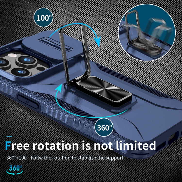 For iPhone 15 Pro Max Sliding Camshield Holder Phone Case(Blue) - HoMEdemic™ 