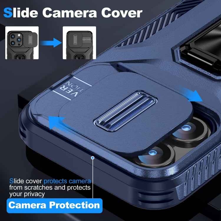 For iPhone 15 Pro Max Sliding Camshield Holder Phone Case(Blue) - HoMEdemic™ 