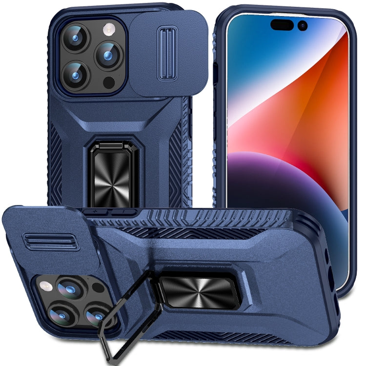 For iPhone 15 Pro Sliding Camshield Holder Phone Case(Blue) - HoMEdemic™ 