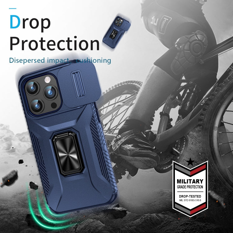 For iPhone 15 Pro Sliding Camshield Holder Phone Case(Blue) - HoMEdemic™ 
