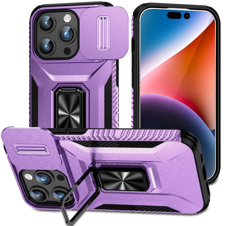 For iPhone 15 Pro Sliding Camshield Holder Phone Case(Purple) - HoMEdemic™ 