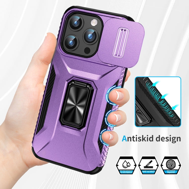 For iPhone 15 Pro Sliding Camshield Holder Phone Case(Purple) - HoMEdemic™ 