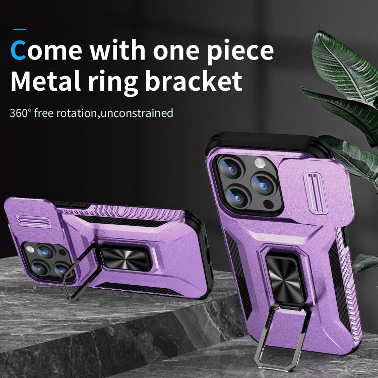 For iPhone 15 Pro Sliding Camshield Holder Phone Case(Purple) - HoMEdemic™ 
