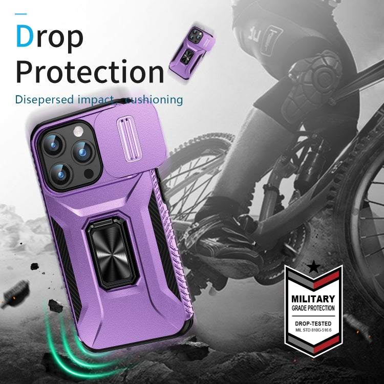For iPhone 15 Pro Sliding Camshield Holder Phone Case(Purple) - HoMEdemic™ 