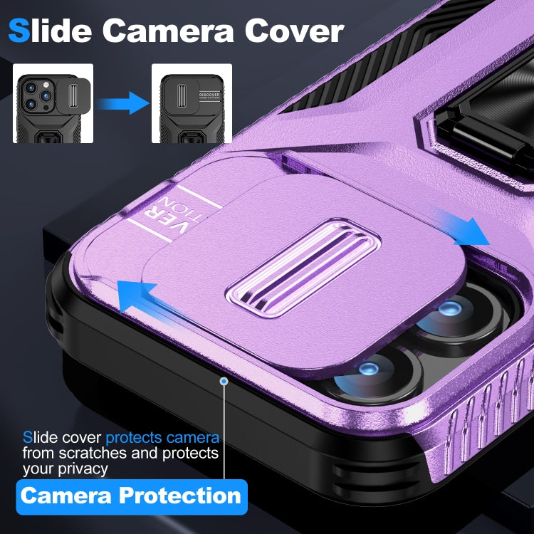 For iPhone 15 Pro Sliding Camshield Holder Phone Case(Purple) - HoMEdemic™ 