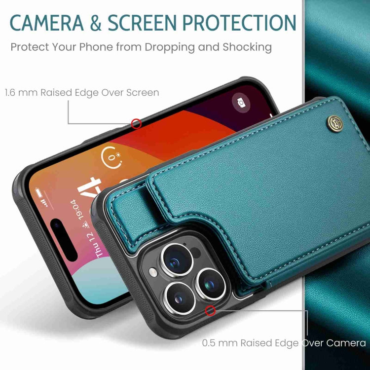 For iPhone 15 Pro CaseMe C22 Card Slots Holder RFID Anti-theft Phone Case(Blue Green) - HoMEdemic™ 