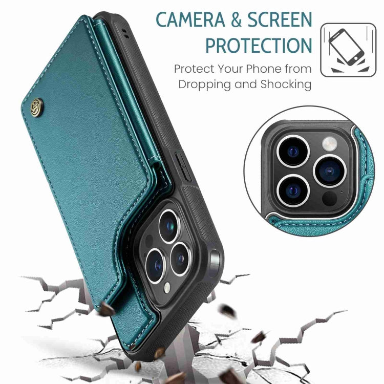 For iPhone 15 Pro CaseMe C22 Card Slots Holder RFID Anti-theft Phone Case(Blue Green) - HoMEdemic™ 