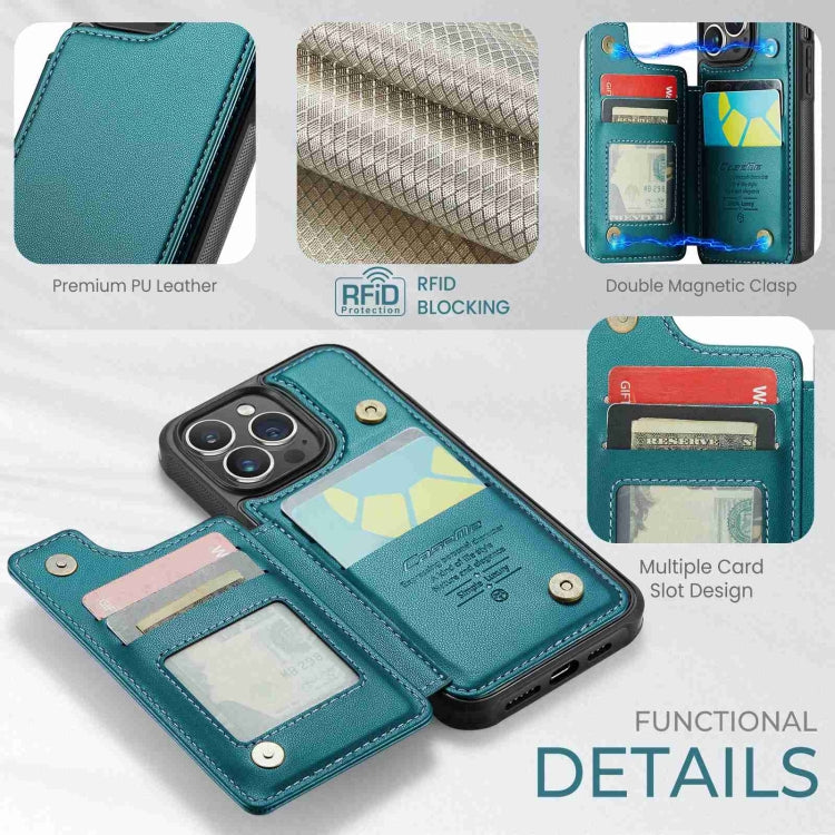 For iPhone 15 Pro CaseMe C22 Card Slots Holder RFID Anti-theft Phone Case(Blue Green) - HoMEdemic™ 