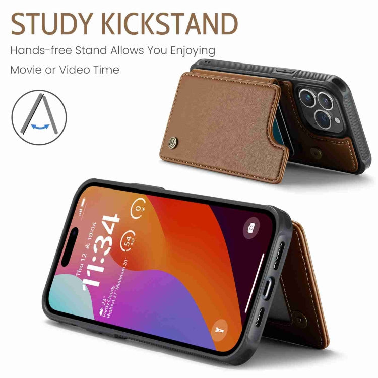For iPhone 15 Pro CaseMe C22 Card Slots Holder RFID Anti-theft Phone Case(Brown) - HoMEdemic™ 