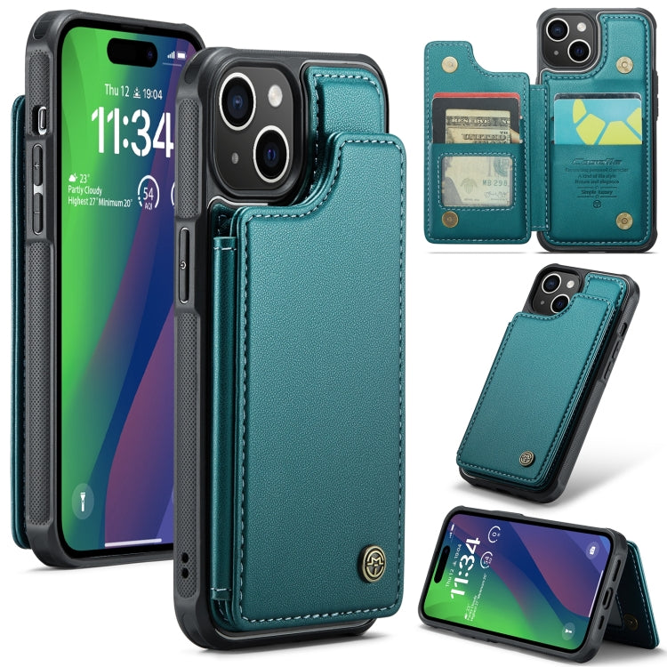 For iPhone 15 CaseMe C22 Card Slots Holder RFID Anti-theft Phone Case(Blue Green) - HoMEdemic™ 