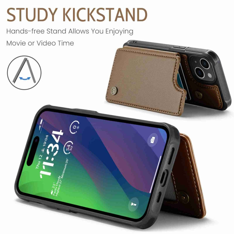For iPhone 15 CaseMe C22 Card Slots Holder RFID Anti-theft Phone Case(Brown) - HoMEdemic™ 