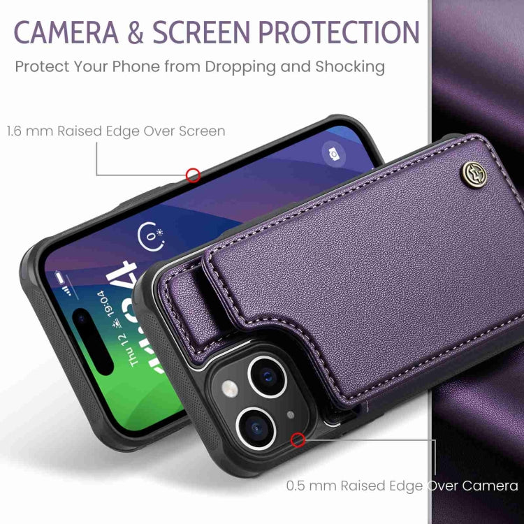 For iPhone 15 CaseMe C22 Card Slots Holder RFID Anti-theft Phone Case(Purple) - HoMEdemic™ 