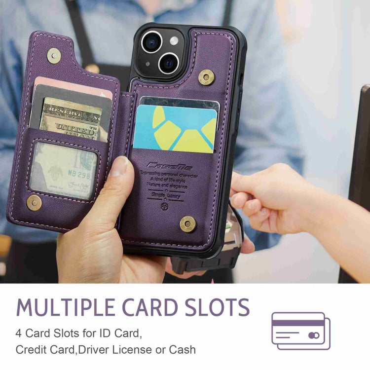 For iPhone 15 CaseMe C22 Card Slots Holder RFID Anti-theft Phone Case(Purple) - HoMEdemic™ 