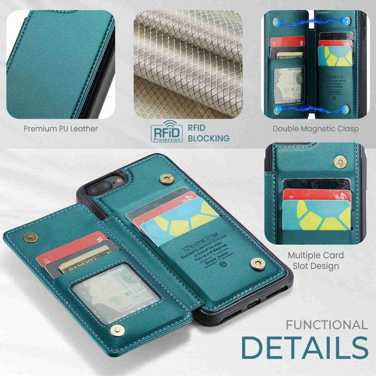 For iPhone 8 Plus / 7 Plus CaseMe C22 Card Slots Holder RFID Anti-theft Phone Case(Blue Green) - HoMEdemic™ 