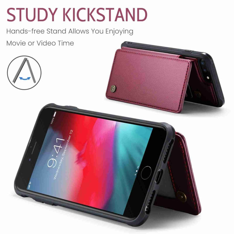For iPhone 8 Plus / 7 Plus CaseMe C22 Card Slots Holder RFID Anti-theft Phone Case(Wine Red) - HoMEdemic™ 
