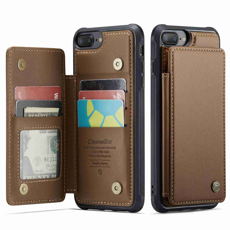 For iPhone 8 Plus / 7 Plus CaseMe C22 Card Slots Holder RFID Anti-theft Phone Case(Brown) - HoMEdemic™ 