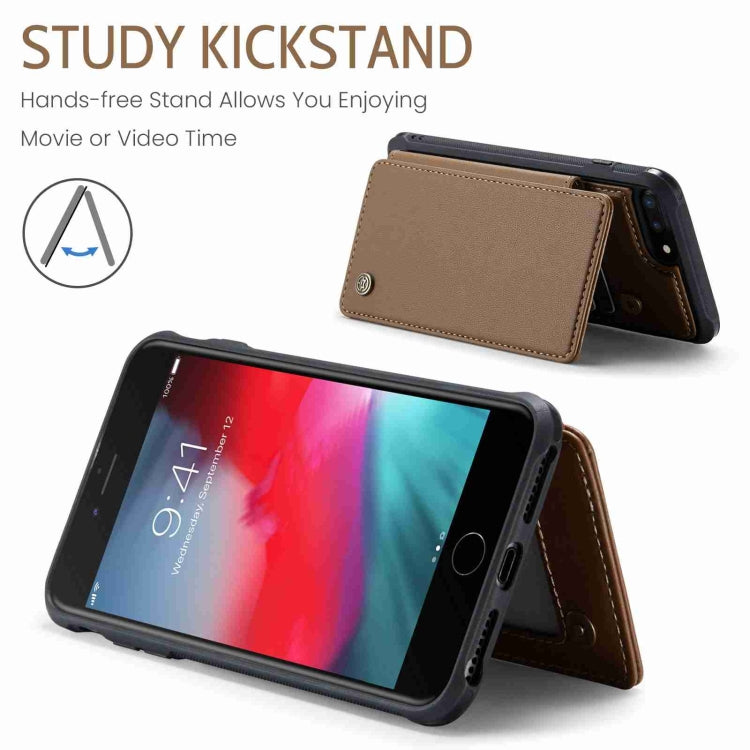 For iPhone 8 Plus / 7 Plus CaseMe C22 Card Slots Holder RFID Anti-theft Phone Case(Brown) - HoMEdemic™ 