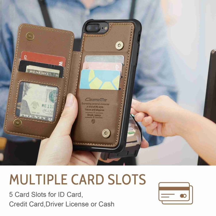 For iPhone 8 Plus / 7 Plus CaseMe C22 Card Slots Holder RFID Anti-theft Phone Case(Brown) - HoMEdemic™ 