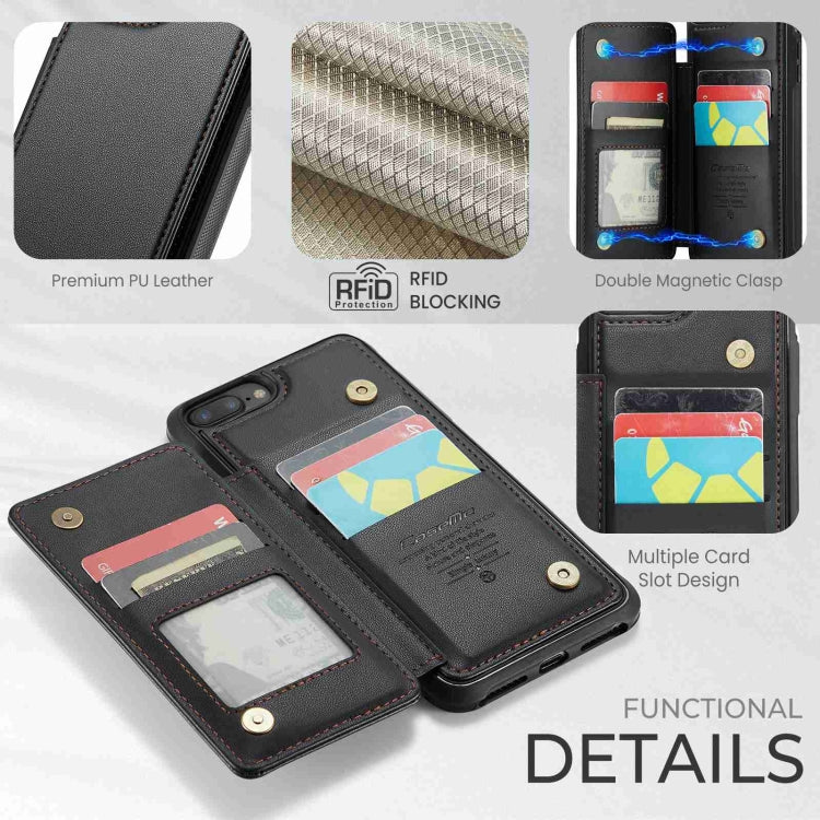 For iPhone 8 Plus / 7 Plus CaseMe C22 Card Slots Holder RFID Anti-theft Phone Case(Black) - HoMEdemic™ 